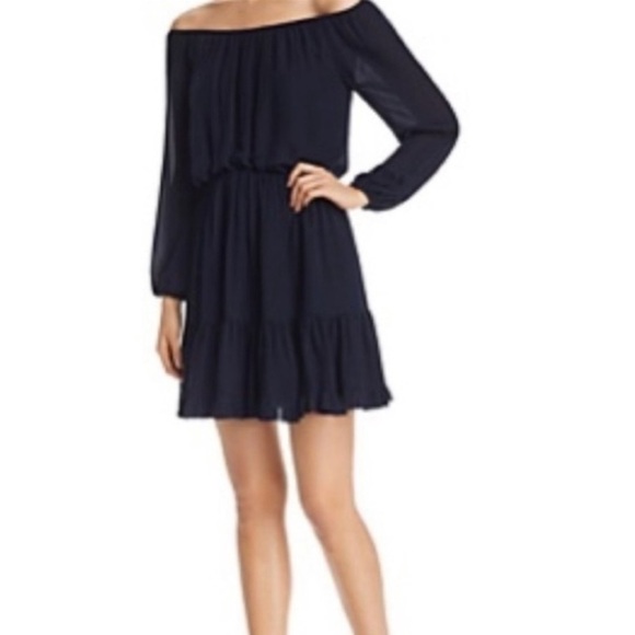 KOBI Halperin Navy blue tiered, pablum him off the shoulder, mini dress - Picture 13 of 13